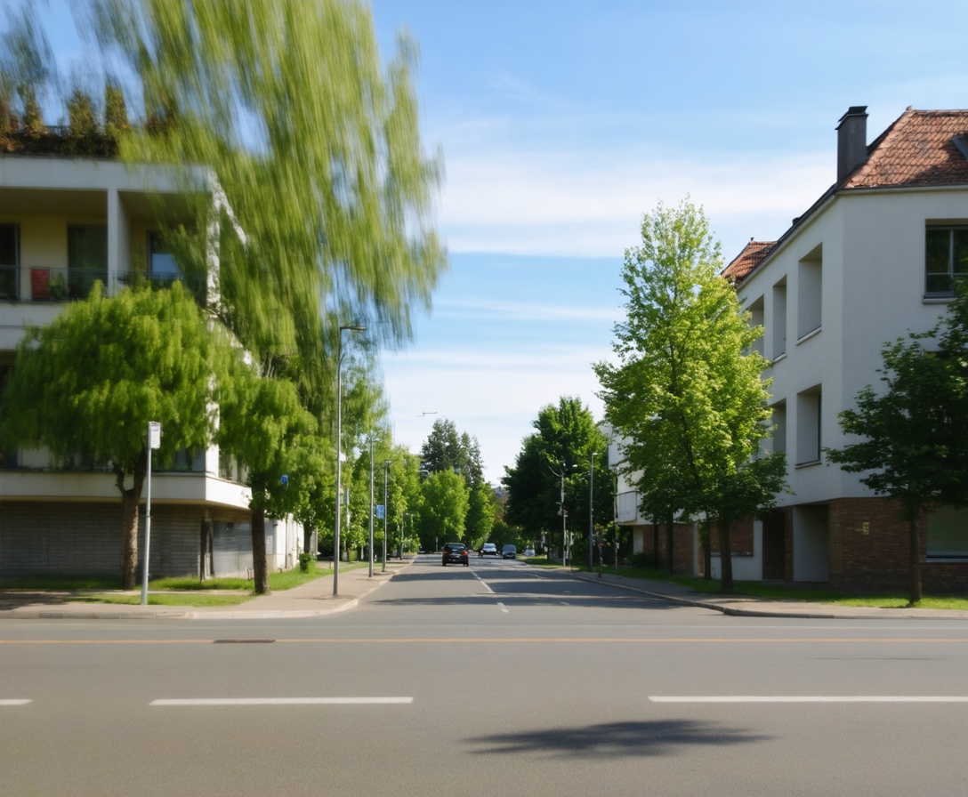 Verschwommene künstlerische Ansicht der Berliner Straße in der Nähe unseres Campus